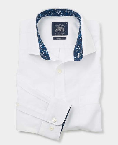 White Cotton Twill Classic Fit Casual Shirt