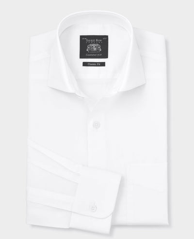 White Cotton Twill Classic Fit Formal Shirt - Single Cuff