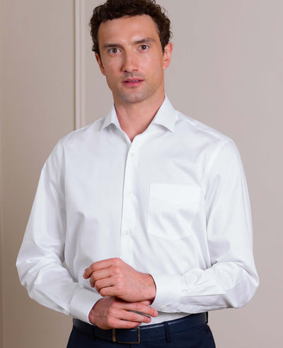 White Cotton Twill Classic Fit Formal Shirt - Single Cuff