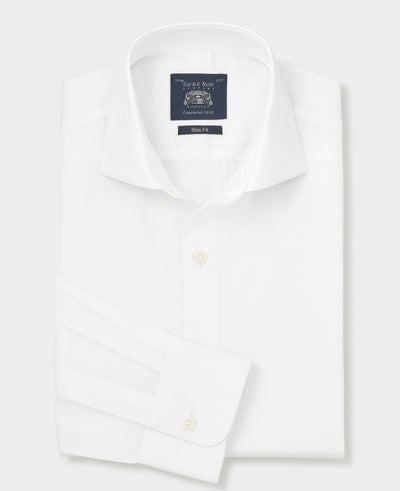 White Cotton Twill Slim Fit Formal Shirt - Single Cuff