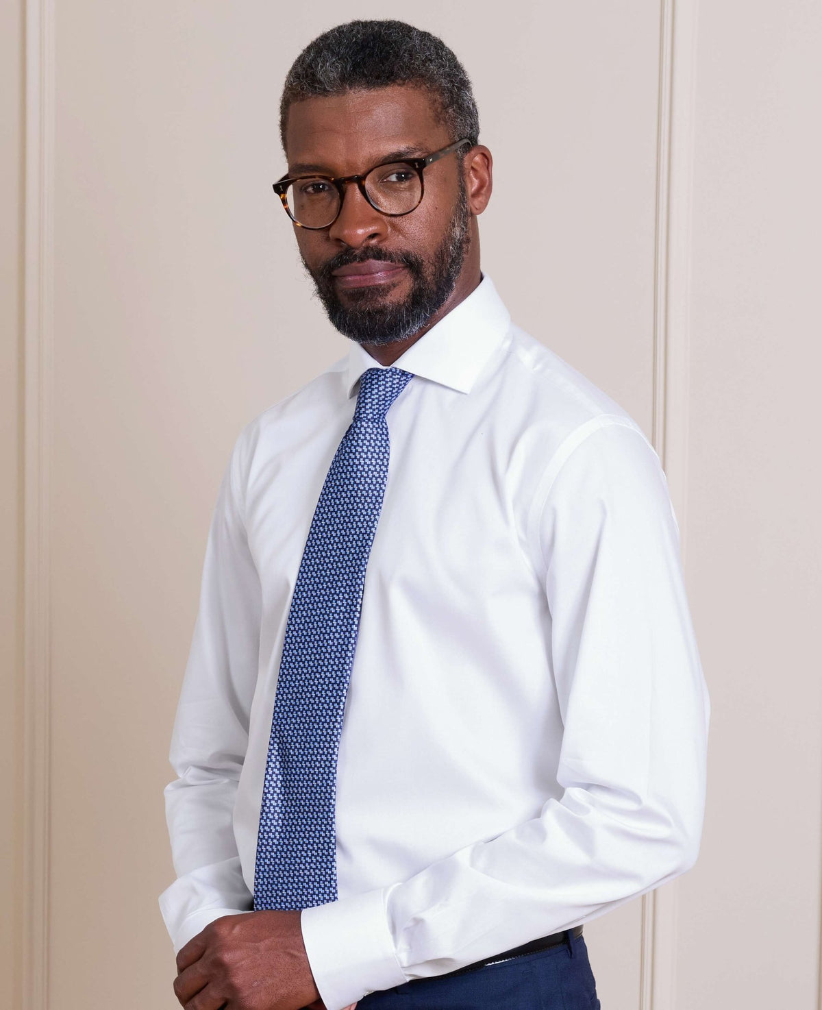 White Cotton Twill Slim Fit Formal Shirt - Single Cuff