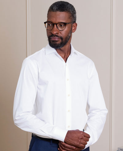 White Cotton Twill Slim Fit Formal Shirt - Single Cuff
