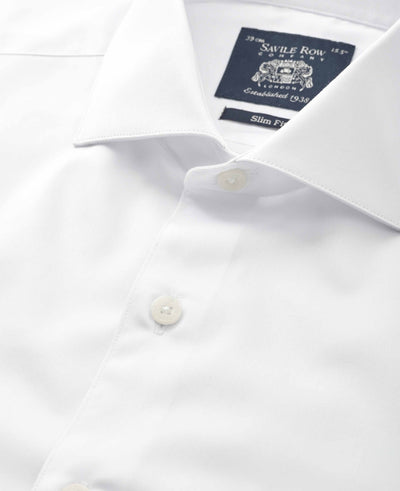 White Cotton Twill Slim Fit Formal Shirt - Single Cuff