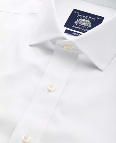 white cotton twill slim fit non iron shirt single cuff 2039wht Detail