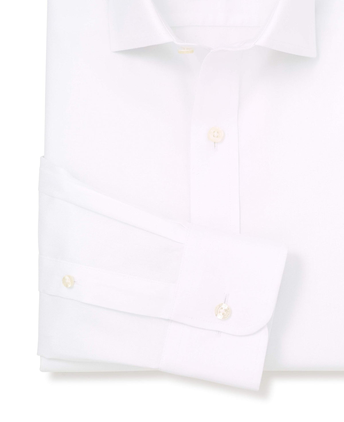 white cotton twill slim fit non iron shirt single cuff 2039wht No Tie detail