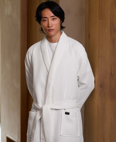 White Cotton Waffle Dressing Gown