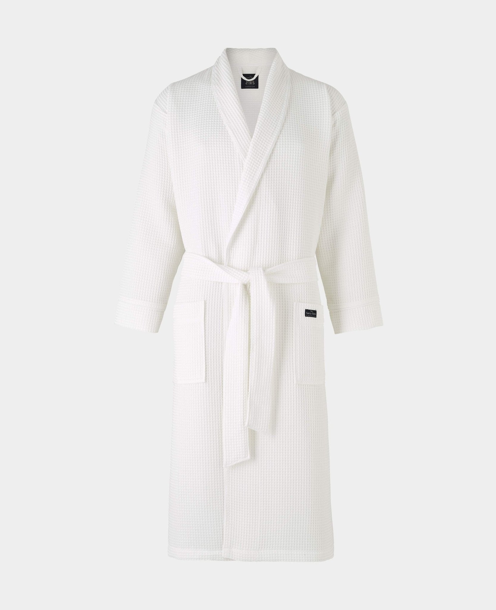 Men's White Cotton Waffle Dressing Gown