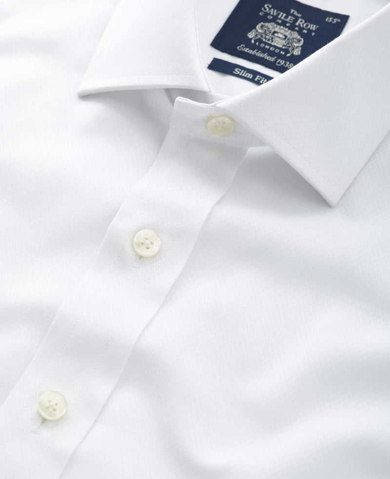 White Diamond Dobby Slim Fit Formal Shirt - Double Cuff
