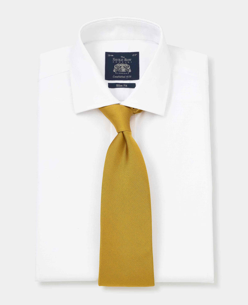 Men's White Diamond Dobby Slim Fit Formal Shirt With Double Cuffs