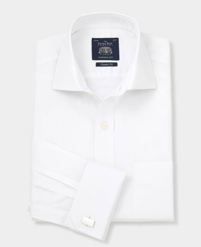 White Dobby Classic Fit Formal Shirt - Double Cuff