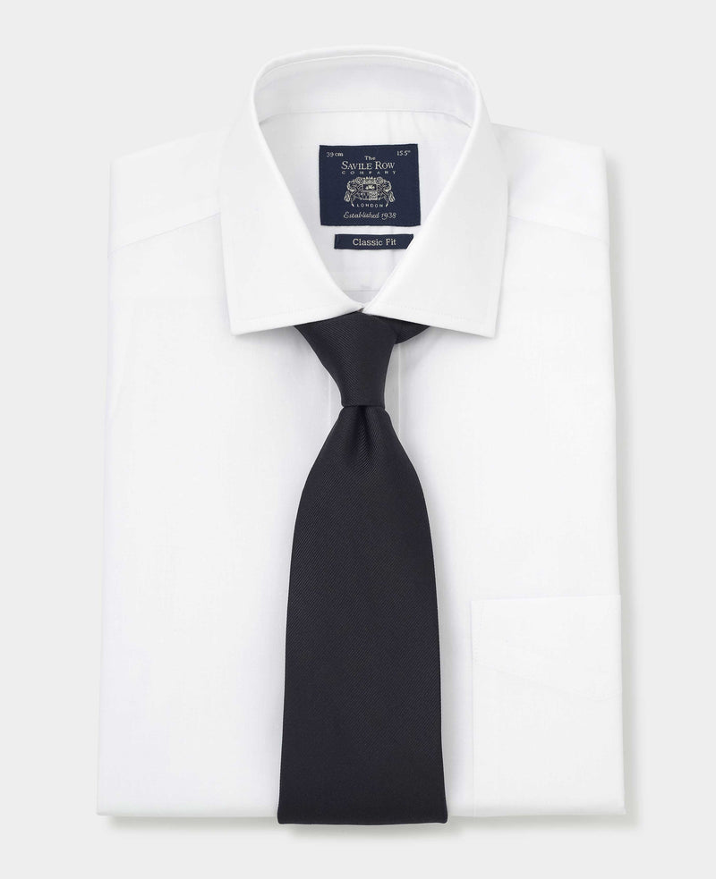 Men's White Cotton Dobby Classic Fit Formal Shirt With Double Cuffs