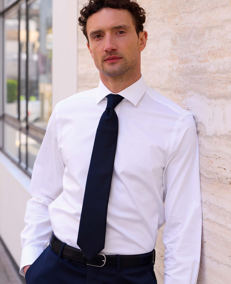 White Fine Twill Slim Fit Formal Shirt - Single or Double Cuff
