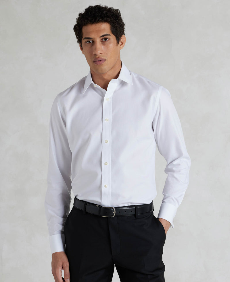 White Fine Twill Slim Fit Non-Iron Formal Shirt - Double Cuff