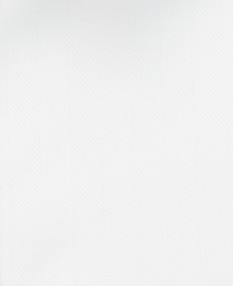 White Herringbone Cotton Slim Fit Formal Shirt - Single Cuff