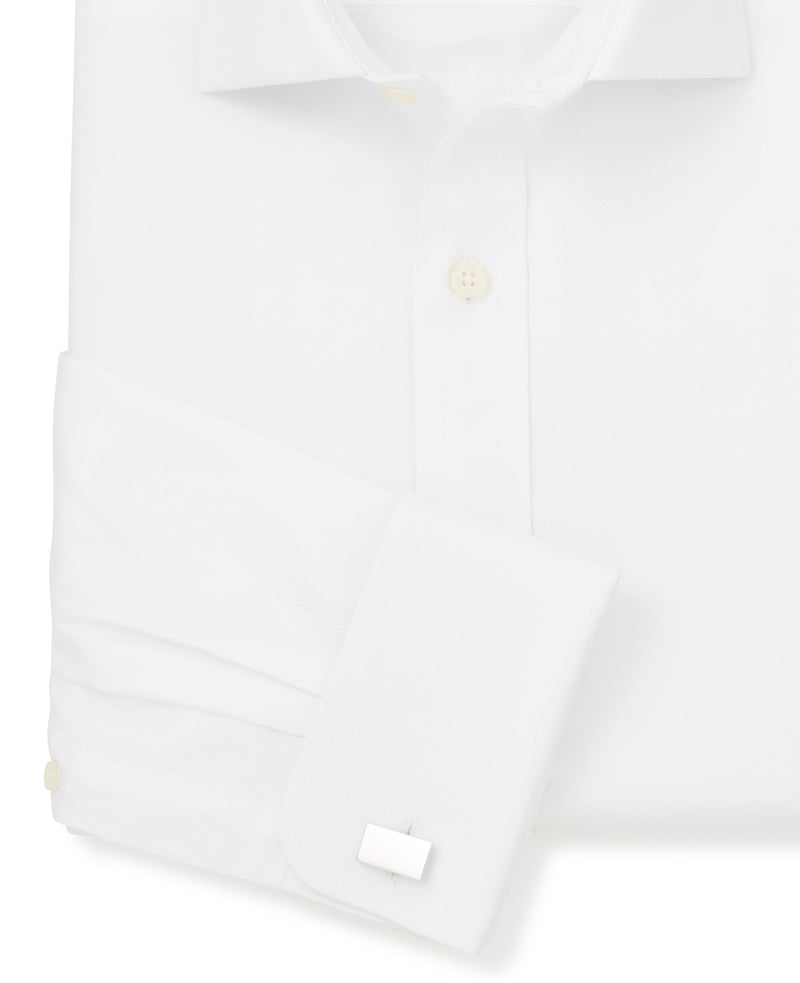White Herringbone Slim Fit Formal Shirt - Double Cuff