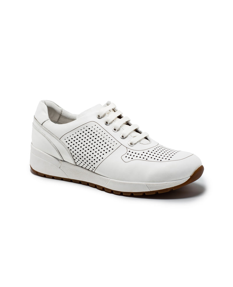 Men's White Leather Sports Trainers
