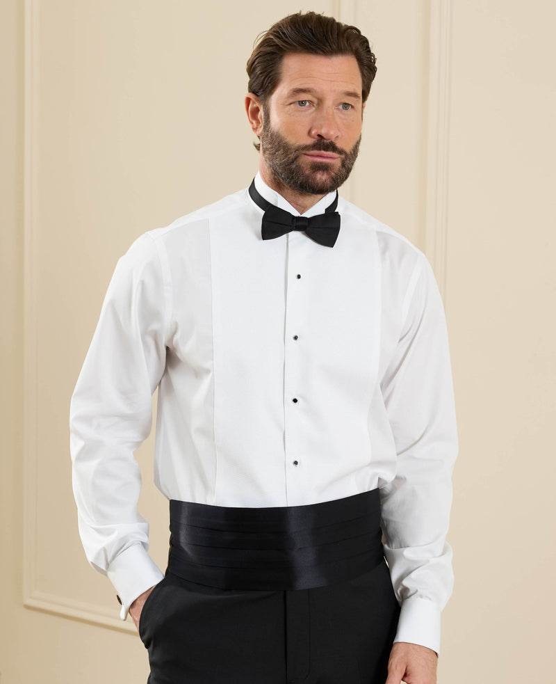 White Marcella Wing Collar Classic Fit Dress Shirt - Double Cuff