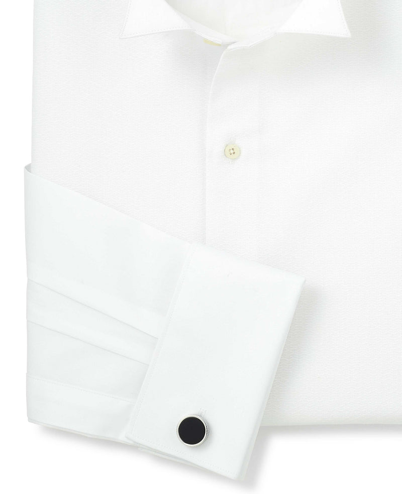 white marcella wing collar classic fit dress shirt double cuff 1508wht No Tie detail