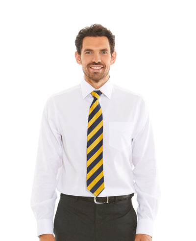 White Micro Dobby Classic Fit Non-Iron Shirt - Single Cuff Model Shot With Tie