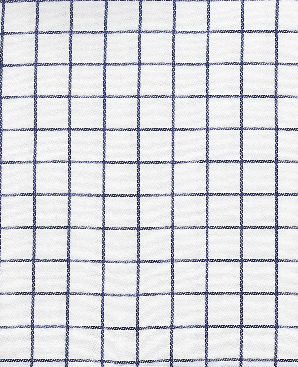 Men's White Navy Cotton Twill Window Check Classic Fit Formal Shirt With Double Cuffs fabric detail