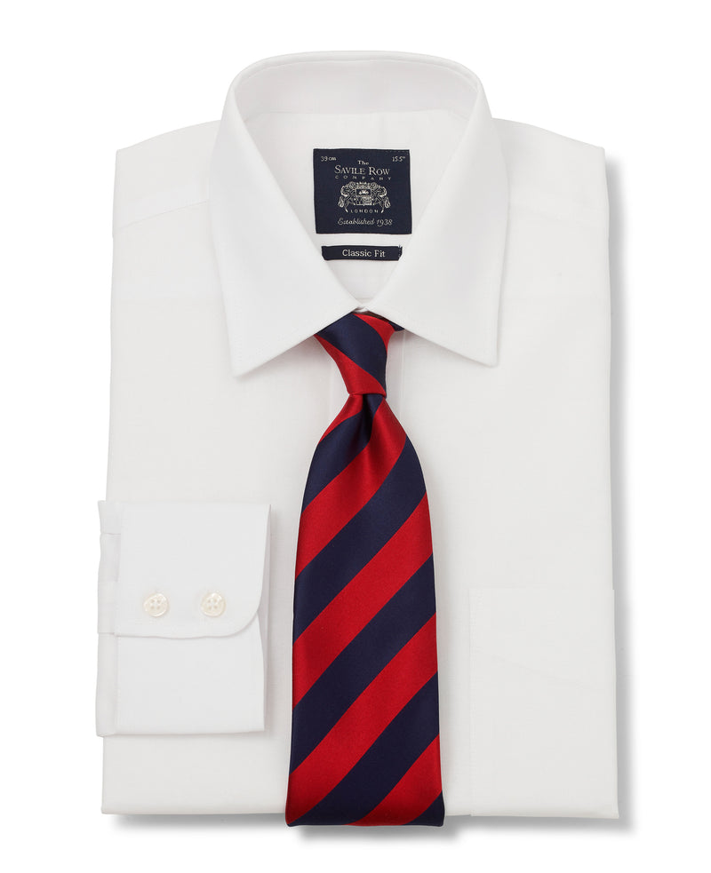 Men's White Classic Fit Oxford Formal Shirt With Single Cuffs