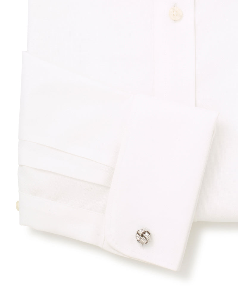 White Panama Slim Fit Non-Iron Shirt - Double Cuff - Cuff Detail - 2033WHT