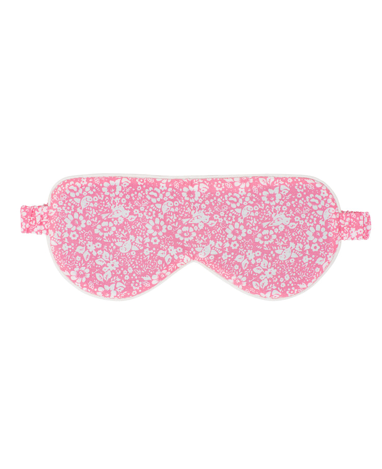 Women's White And Pink Flower Print Cotton Eye Mask - One Size