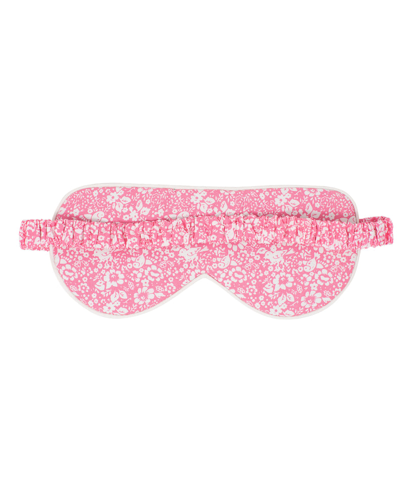 White Pink Flower Print Cotton Eye Mask - Inside - LEM1002PNK