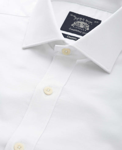 White Pinpoint Cotton Classic Fit Formal Shirt - Single Cuff