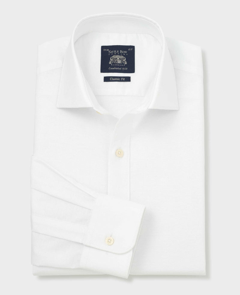 White Pinpoint Cotton Classic Fit Formal Shirt - Single Cuff