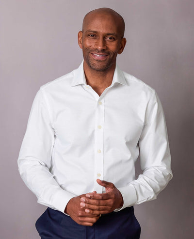 White Pinpoint Cotton Classic Fit Formal Shirt