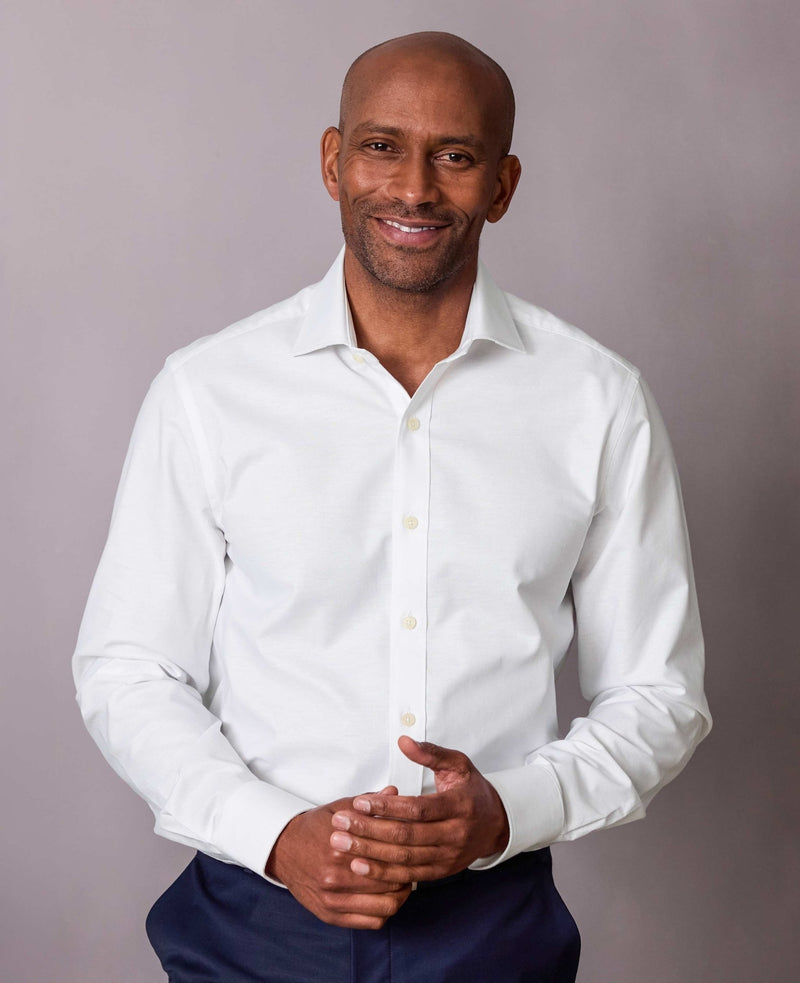 White Pinpoint Cotton Classic Fit Formal Shirt