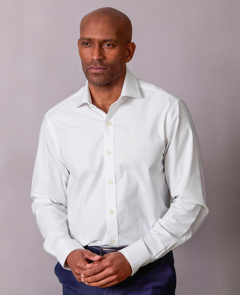 White Pinpoint Cotton Classic Fit Formal Shirt