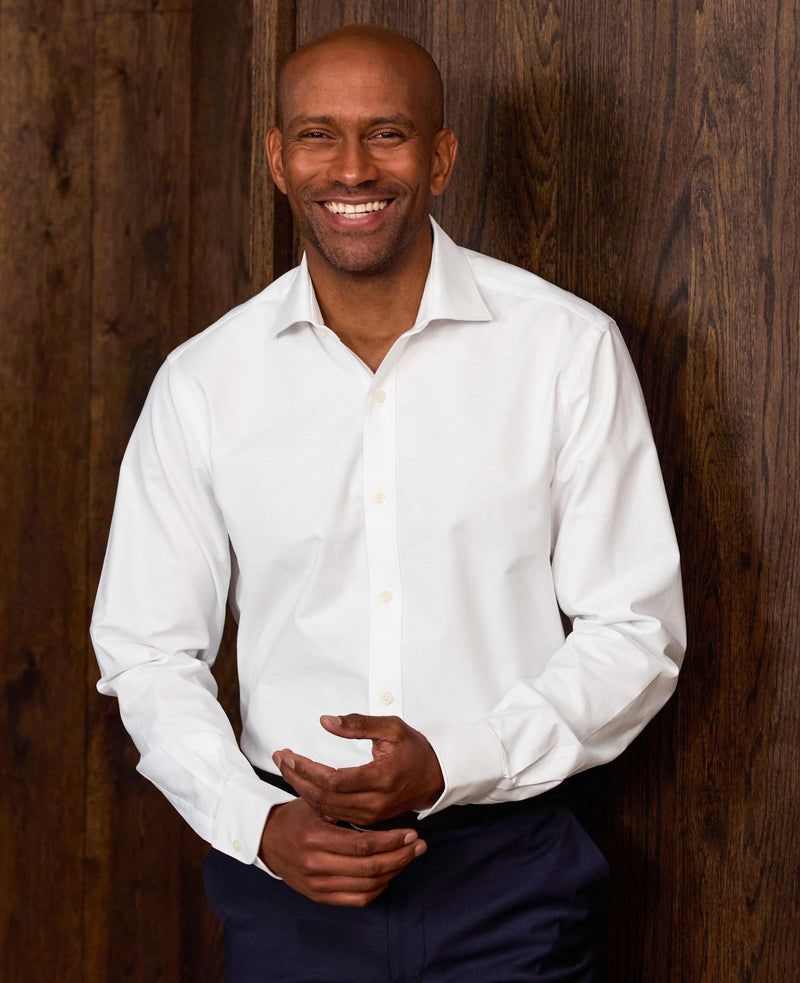 White Pinpoint Cotton Slim Fit Formal Shirt