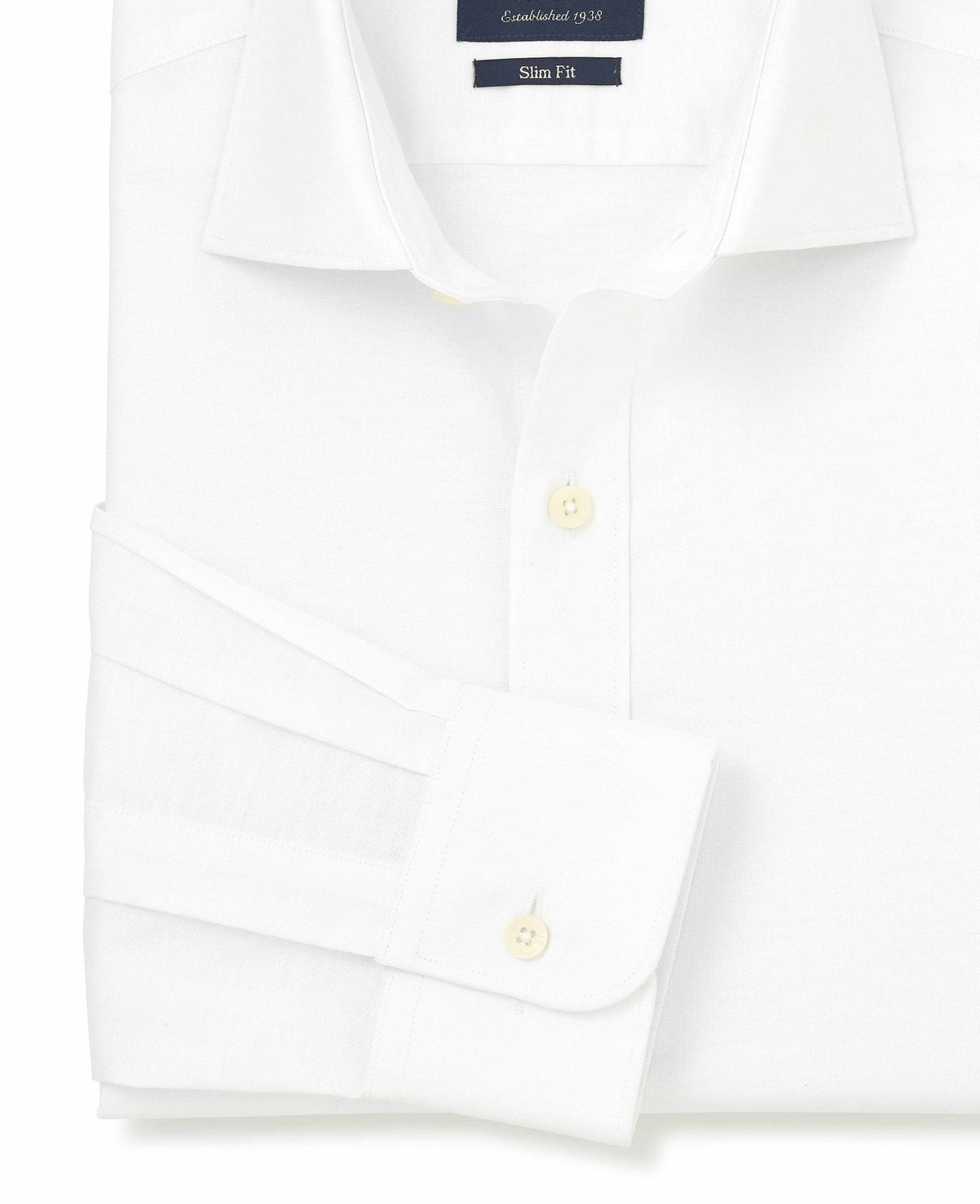Men's White Pinpoint Cotton Slim Fit Formal Shirt With Single Cuffs sleeve detail
