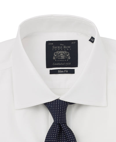 white pinpoint slim fit non iron shirt single cuff 2023wht collar detail