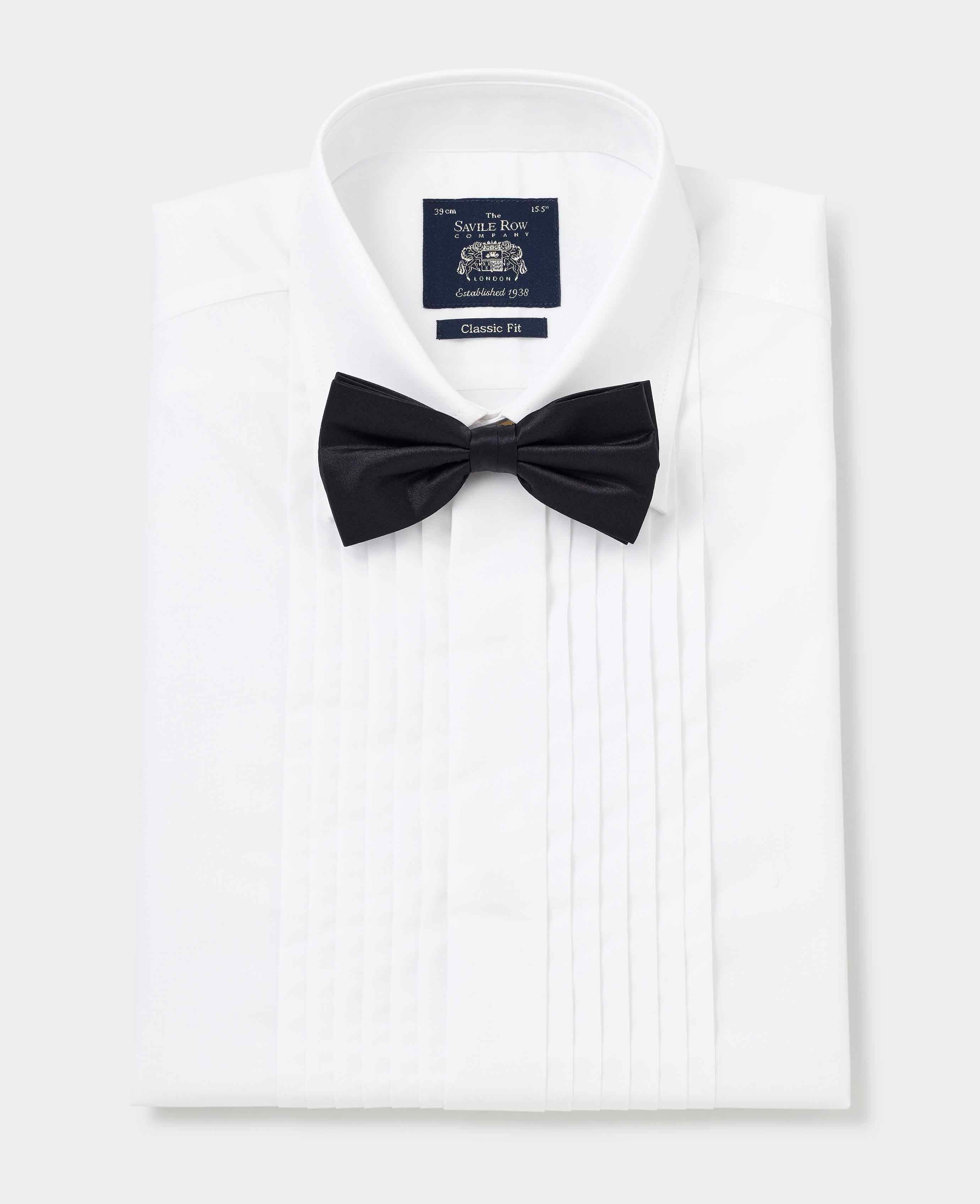 Men's White Pleated Front Classic Fit Dress Formal Shirt
