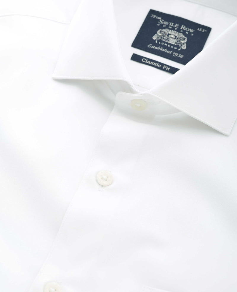 White Poplin Classic Fit Formal Shirt - Single Cuff