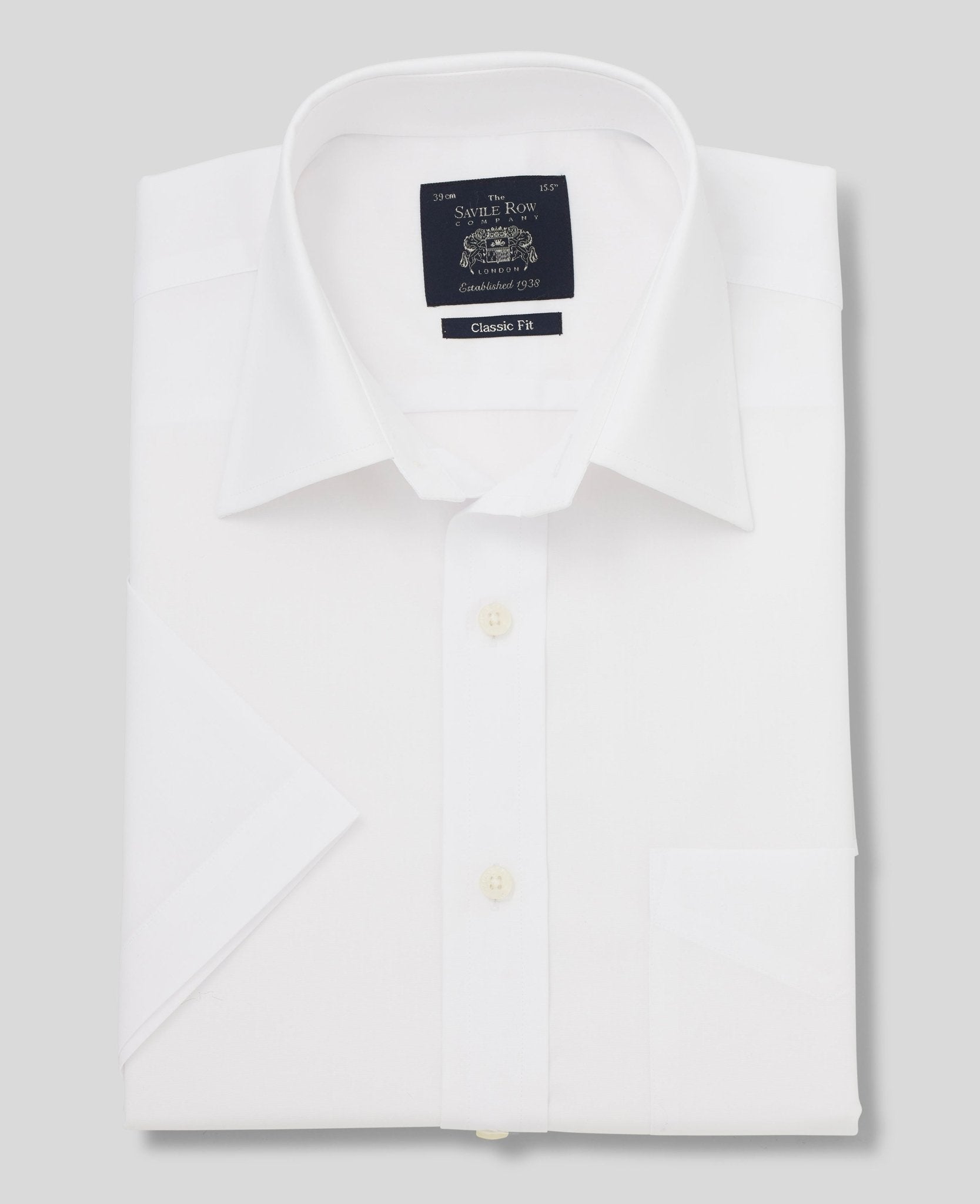 Men's White Cotton Short Sleeve Classic Fit Formal Shirt | Savile Row Company Men's White Cotton Short Sleeve Classic Fit Formal Shirt | Savile Row Company