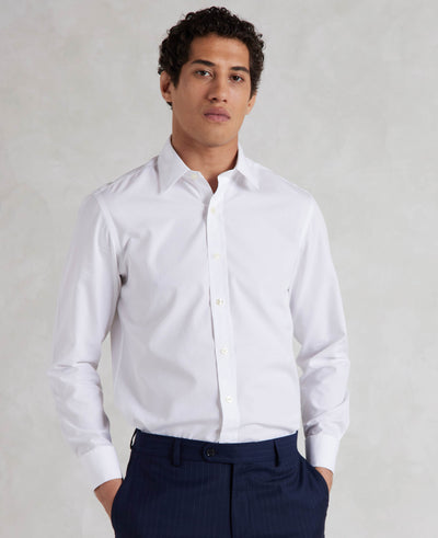 White Poplin Slim Fit Non-Iron Shirt - Double Cuff
