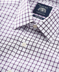 white purple cotton grid check classic fit formal shirt single cuff 1502pur Detail