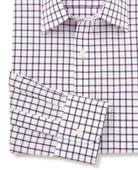 white purple cotton grid check classic fit formal shirt single cuff 1502pur No Tie detail