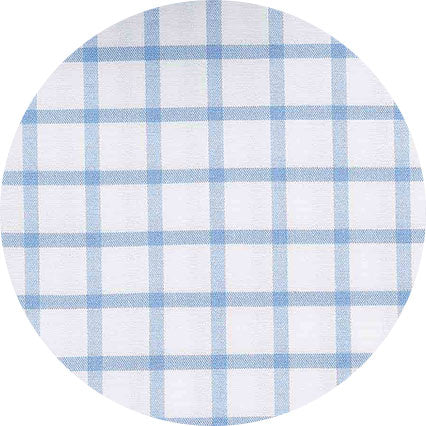Men's White Sky Blue Stretch Cotton Slim Fit Check Smart Casual Shirt fabric swatch