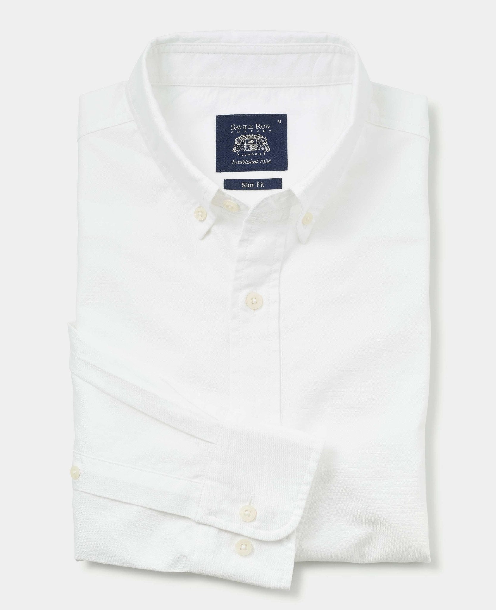 Men's White Slim Fit Cotton Oxford Casual Shirt | Savile Row Company Men's White Slim Fit Cotton Oxford Casual Shirt | Savile Row Company