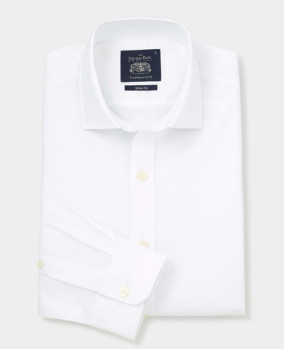 Men's White Slim Fit Oxford Cotton Casual Shirt
