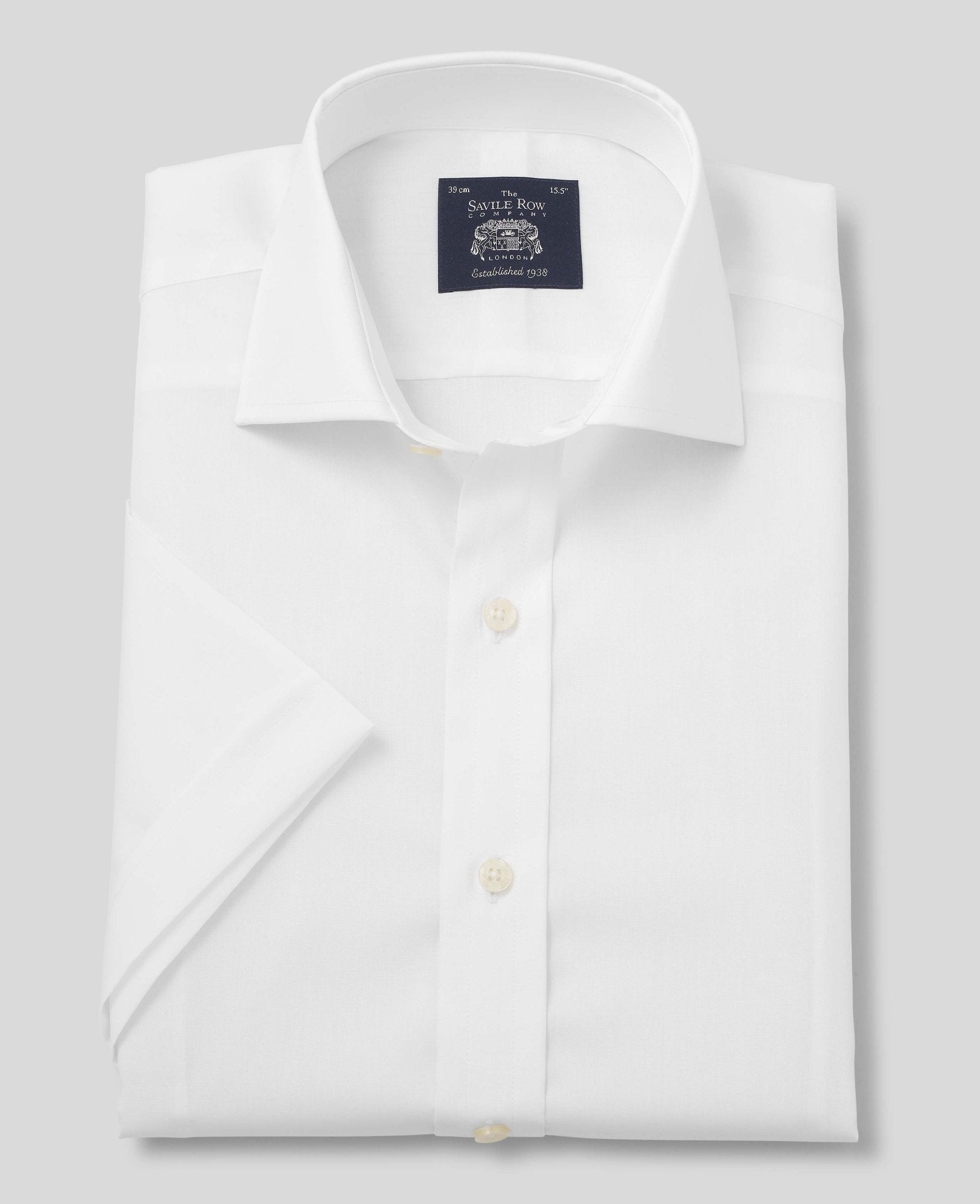 Men's White Cotton Slim Fit Short Sleeve Formal Shirt