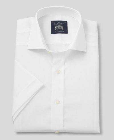 Men's White Cotton Slim Fit Short Sleeve Formal Shirt