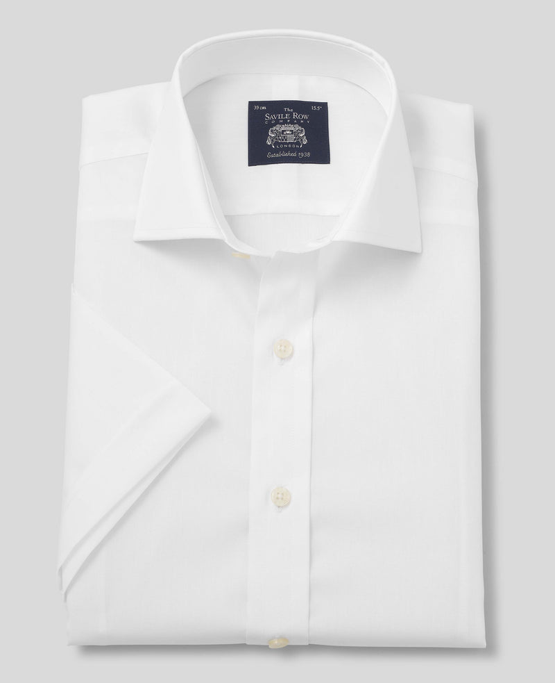 Men's White Cotton Slim Fit Short Sleeve Formal Shirt