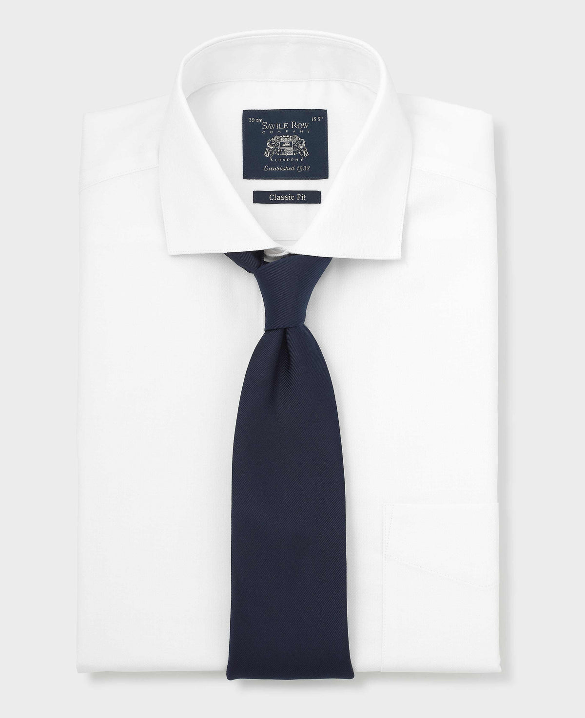 White Stretch Cotton Herringbone Classic Fit Formal Shirt - Single Cuff