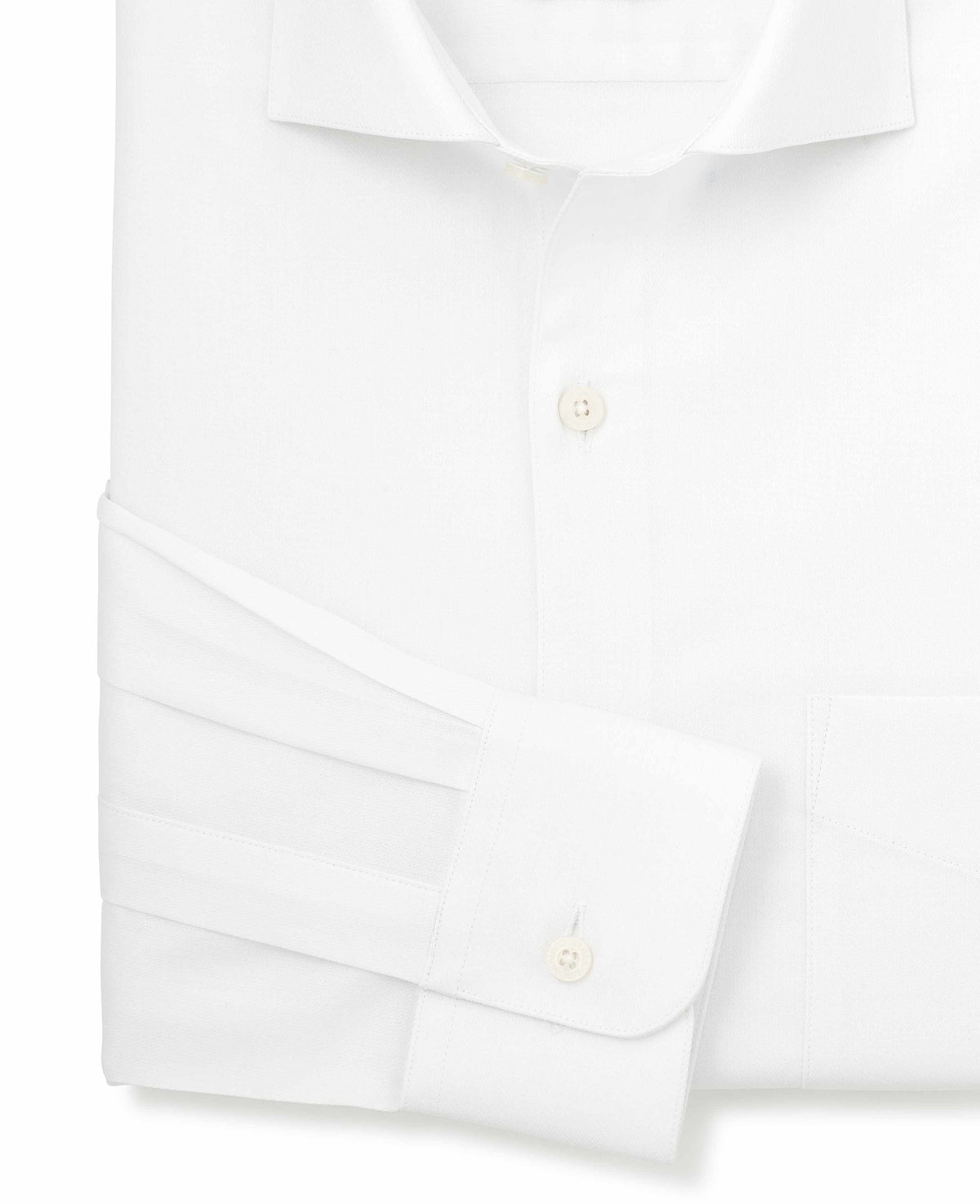 White Stretch Cotton Herringbone Classic Fit Formal Shirt - Single Cuff